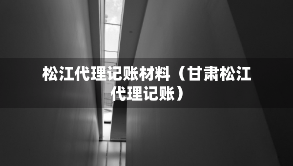 松江代理記賬材料（甘肅松江代理記賬）