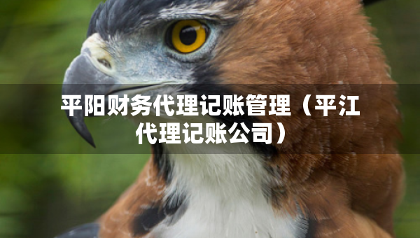 平陽財務(wù)代理記賬管理（平江代理記賬公司）