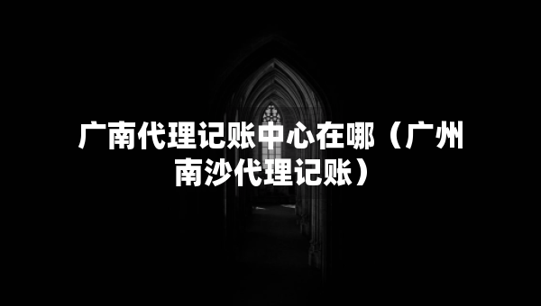 廣南代理記賬中心在哪（廣州南沙代理記賬）