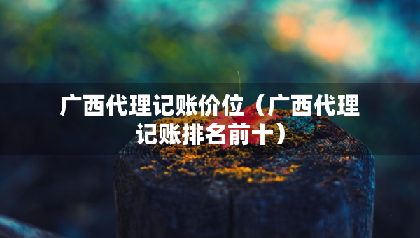 廣西代理記賬價位（廣西代理記賬排名前十）