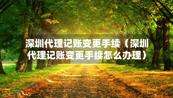 深圳代理記賬變更手續(xù)（深圳代理記賬變更手續(xù)怎么辦理）