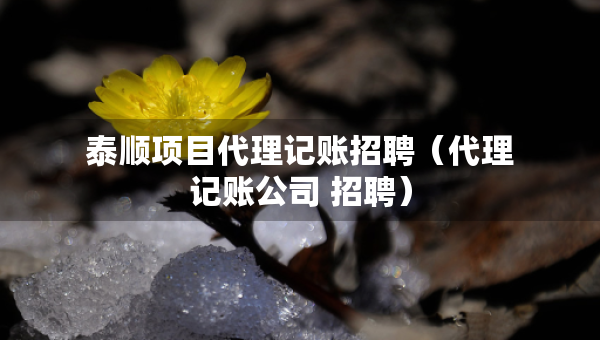 泰順項目代理記賬招聘（代理記賬公司 招聘）