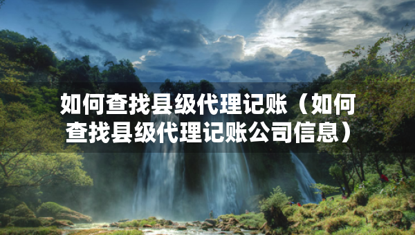 如何查找縣級(jí)代理記賬（如何查找縣級(jí)代理記賬公司信息）