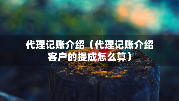 代理記賬介紹（代理記賬介紹客戶的提成怎么算）