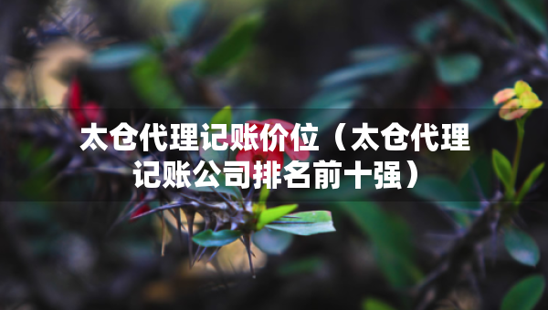 太倉代理記賬價位（太倉代理記賬公司排名前十強(qiáng)）