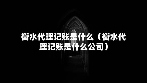 衡水代理記賬是什么（衡水代理記賬是什么公司）