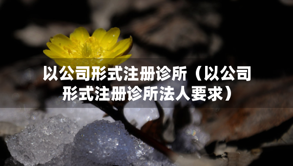以公司形式注冊診所（以公司形式注冊診所法人要求）