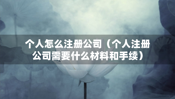 個(gè)人怎么注冊(cè)公司（個(gè)人注冊(cè)公司需要什么材料和手續(xù)）