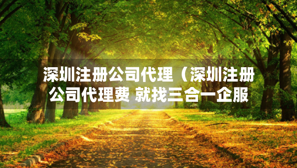 深圳注冊公司代理（深圳注冊公司代理費(fèi) 就找三合一企服）