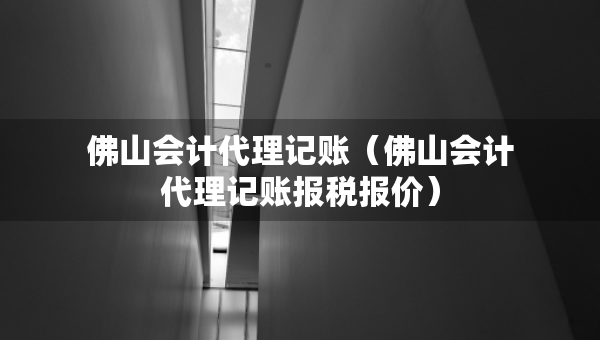 佛山會計代理記賬（佛山會計代理記賬報稅報價）