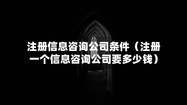 注冊信息咨詢公司條件（注冊一個信息咨詢公司要多少錢）