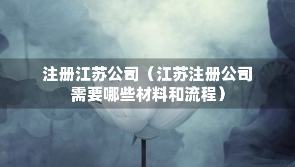 注冊江蘇公司（江蘇注冊公司需要哪些材料和流程）
