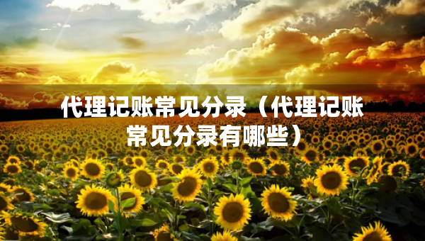代理記賬常見分錄（代理記賬常見分錄有哪些）