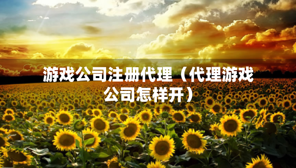 游戲公司注冊代理（代理游戲公司怎樣開）