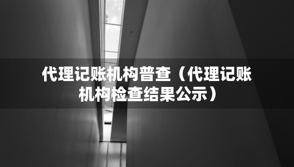 代理記賬機構(gòu)普查（代理記賬機構(gòu)檢查結(jié)果公示）