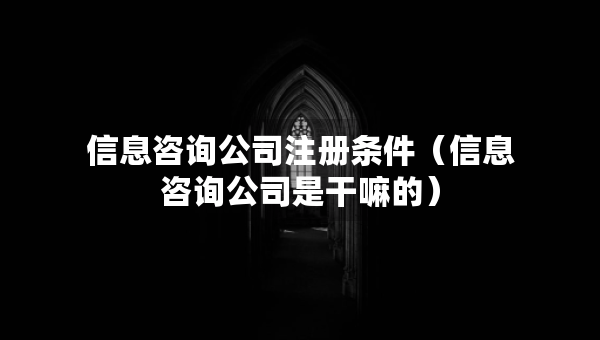 信息咨詢公司注冊條件（信息咨詢公司是干嘛的）