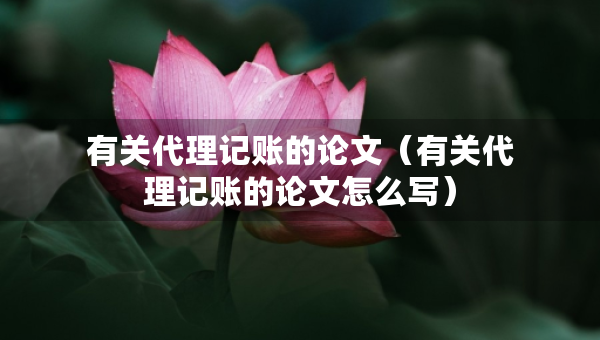 有關(guān)代理記賬的論文（有關(guān)代理記賬的論文怎么寫）