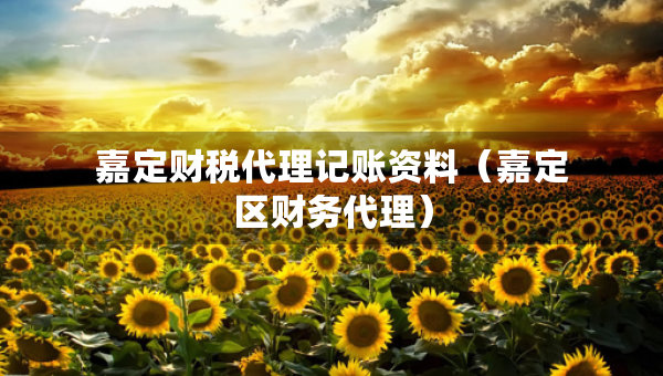 嘉定財稅代理記賬資料（嘉定區(qū)財務(wù)代理）