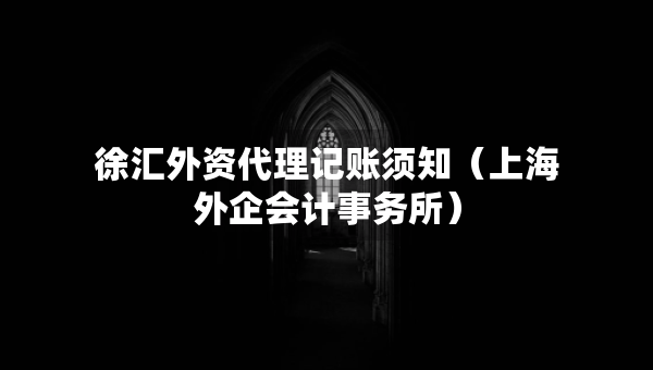 徐匯外資代理記賬須知（上海外企會計事務(wù)所）