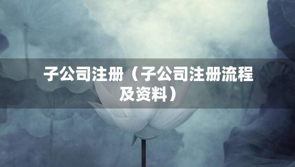 子公司注冊（子公司注冊流程及資料）