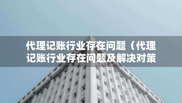 代理記賬行業(yè)存在問題（代理記賬行業(yè)存在問題及解決對策）