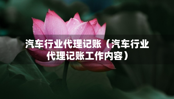汽車行業(yè)代理記賬（汽車行業(yè)代理記賬工作內(nèi)容）