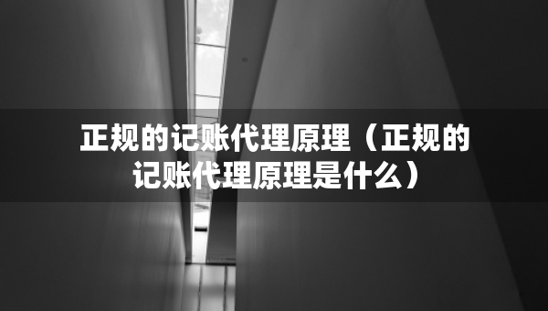 正規(guī)的記賬代理原理（正規(guī)的記賬代理原理是什么）