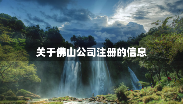 關(guān)于佛山公司注冊的信息