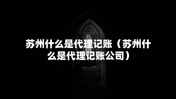 蘇州什么是代理記賬（蘇州什么是代理記賬公司）