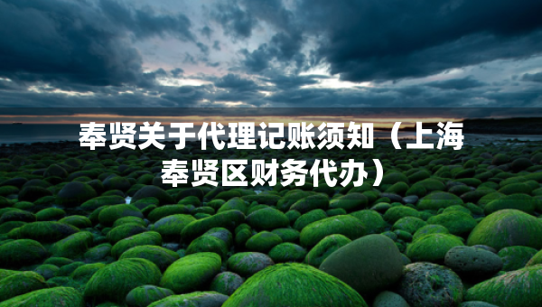 奉賢關(guān)于代理記賬須知（上海奉賢區(qū)財務(wù)代辦）