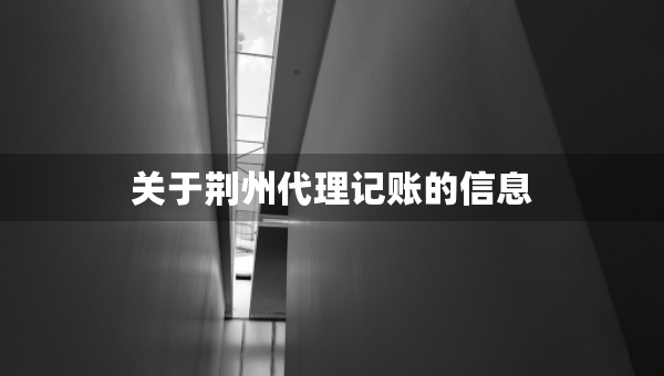 關(guān)于荊州代理記賬的信息