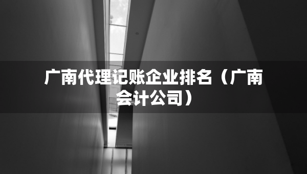 廣南代理記賬企業(yè)排名（廣南會(huì)計(jì)公司）
