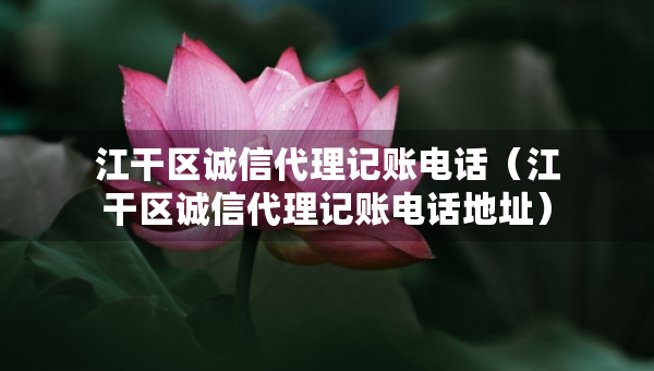 江干區(qū)誠信代理記賬電話（江干區(qū)誠信代理記賬電話地址）