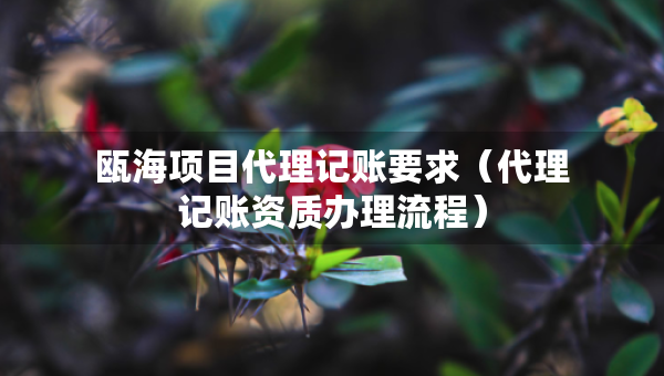 甌海項目代理記賬要求（代理記賬資質(zhì)辦理流程）