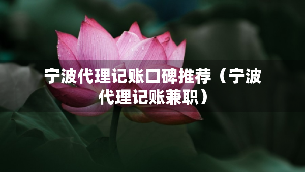 寧波代理記賬口碑推薦（寧波代理記賬兼職）