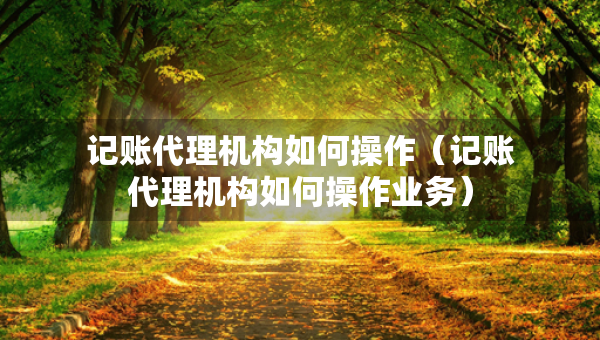 記賬代理機(jī)構(gòu)如何操作（記賬代理機(jī)構(gòu)如何操作業(yè)務(wù)）