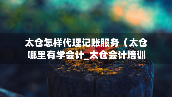 太倉怎樣代理記賬服務(wù)（太倉哪里有學(xué)會計_太倉會計培訓(xùn)）