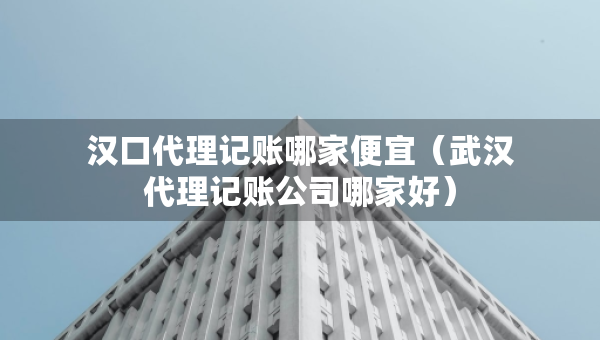 漢口代理記賬哪家便宜（武漢代理記賬公司哪家好）