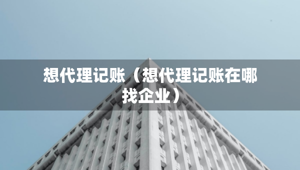 想代理記賬（想代理記賬在哪找企業(yè)）