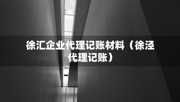 徐匯企業(yè)代理記賬材料（徐涇代理記賬）