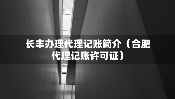 長豐辦理代理記賬簡介（合肥代理記賬許可證）