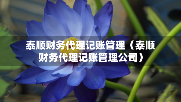 泰順財(cái)務(wù)代理記賬管理（泰順財(cái)務(wù)代理記賬管理公司）