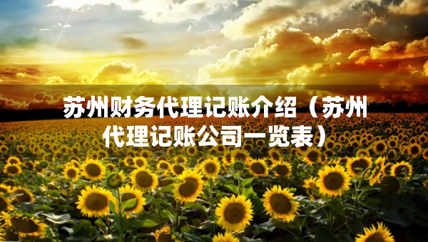 蘇州財(cái)務(wù)代理記賬介紹（蘇州代理記賬公司一覽表）