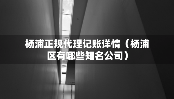 楊浦正規(guī)代理記賬詳情（楊浦區(qū)有哪些知名公司）