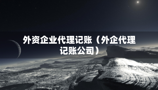 外資企業(yè)代理記賬（外企代理記賬公司）
