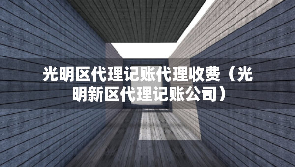 光明區(qū)代理記賬代理收費(fèi)（光明新區(qū)代理記賬公司）