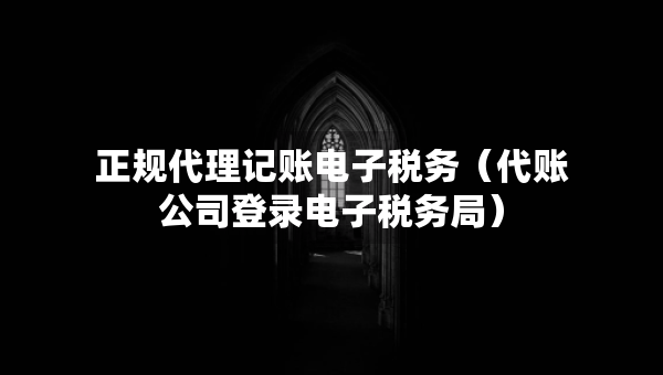 正規(guī)代理記賬電子稅務（代賬公司登錄電子稅務局）