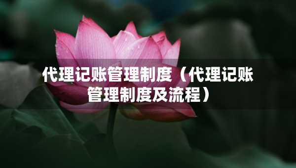 代理記賬管理制度（代理記賬管理制度及流程）
