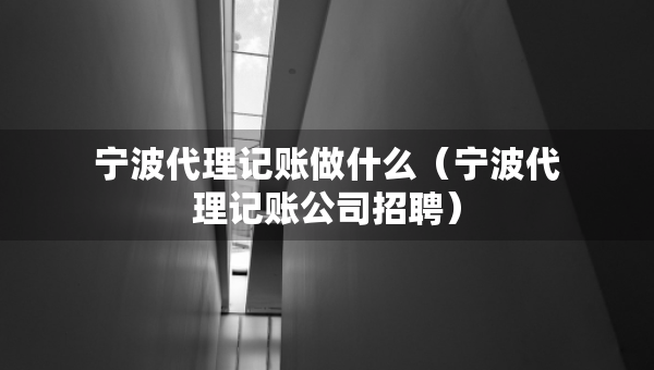 寧波代理記賬做什么（寧波代理記賬公司招聘）