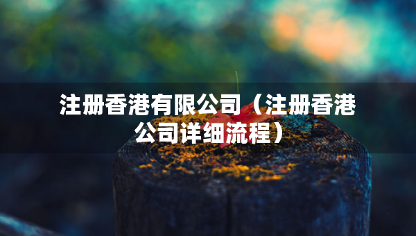 注冊香港有限公司（注冊香港公司詳細流程）